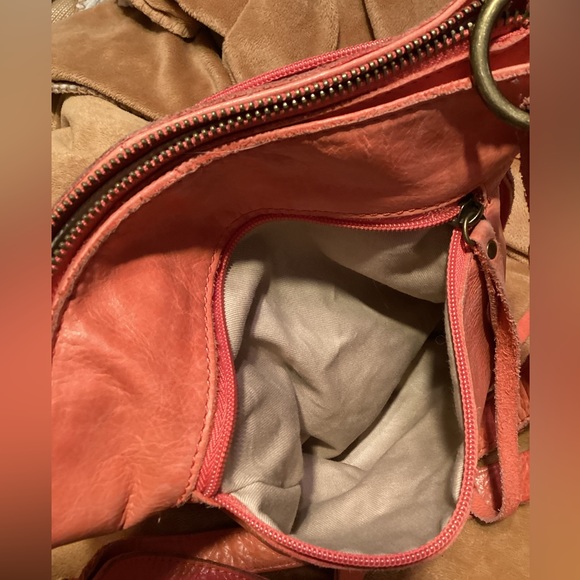 Lucky Brand Rayla Leather Crossbody Shoulder Handbag Boho Tassel Zip Tangerine - Picture 11 of 14